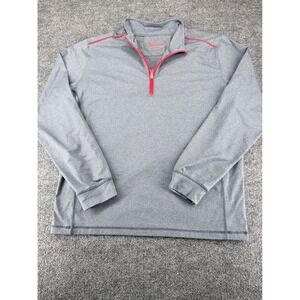 Johnnie-O Prep-Performance Mens XL Gray Red Quarter Zip Pullover Golf Shirt